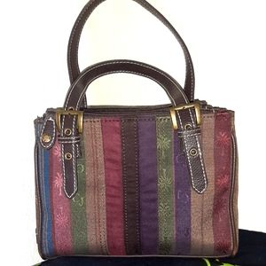 Handbag by Carribean Joe Colorful Jeweltone Colors purple pink blue green NWOT
